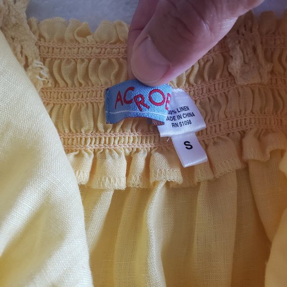 ACROBAT Crochet Empire V Neck Sleeveless Tunic Yellow Top SZ S - Picture 13 of 14